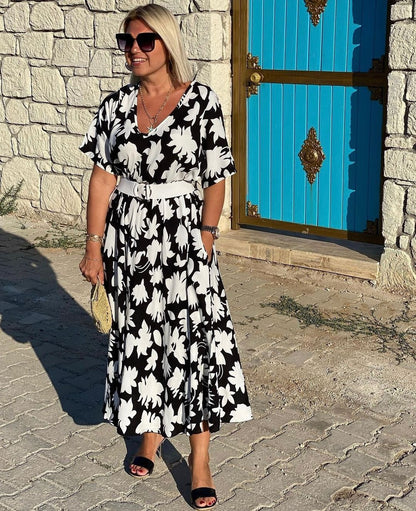 AMPARO | Elegancka luźna sukienka maskująca brzuch