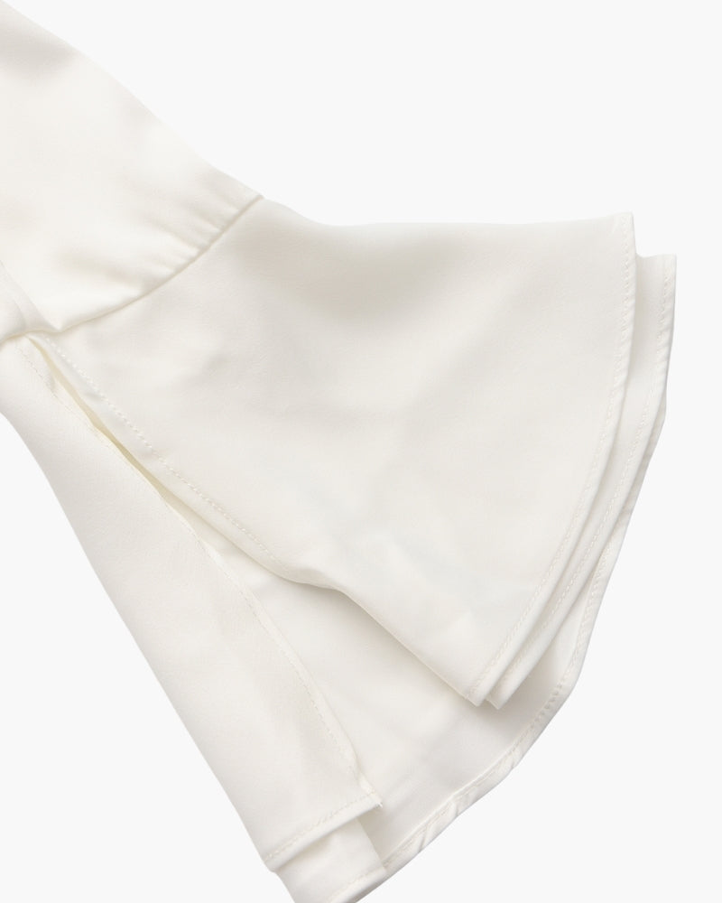 Pearl Button Ruffle Midi Dress