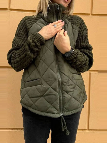 BELINA | Casualowa kurtka patchworkowa na zamek