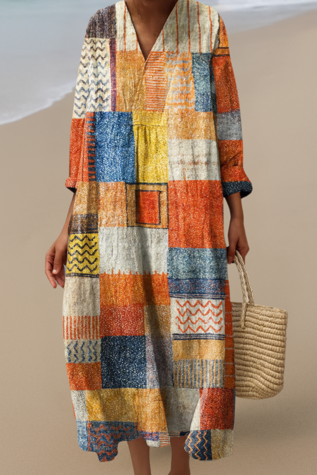 SOFIE | Sukienka Patchwork Boho – Artystyczny styl, komfort przez cały dzień